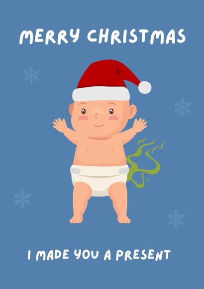 Funny Christmas Card from Baby, New Mum or Dad Christmas Card from daughter, son created by Lucky Jems Gifts
