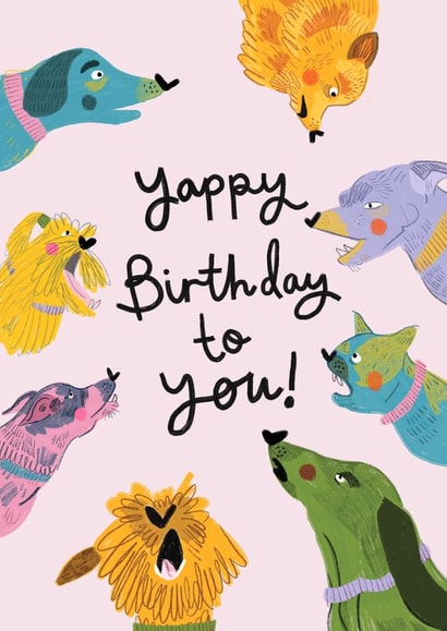 Funny Birthday Card - Yappy Dogs created by Faye Finney