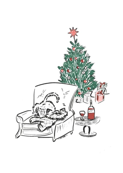 Cute Christmas Card - Cat - Cosy created by Kathryn Doodle Player