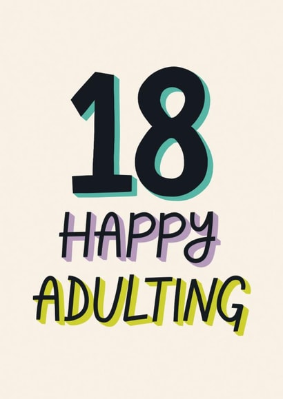 Funny Birthday Card - 18th - Happy Adulting created by Christine Cuddihy Illustration