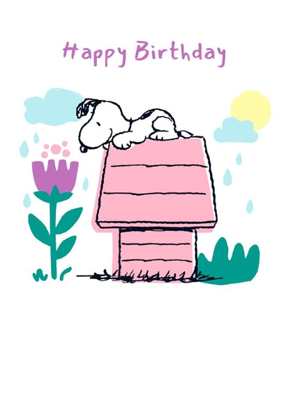 Adorably Cute Snoopy Happy Birthday Card – For Her – Peanuts created by Danilo