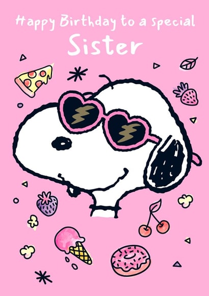 Special Sister Birthday Card – Snoopy & Sweet Treats created by Danilo