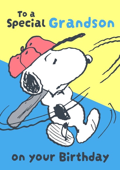 Special Grandson Birthday Card – Snoopy Baseball Fun created by Danilo