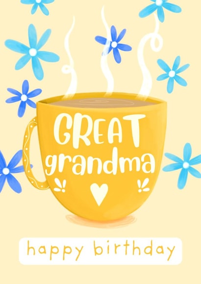 Cute Birthday Card - For Great Grandma - Teacup created by Sian Moore Illustration