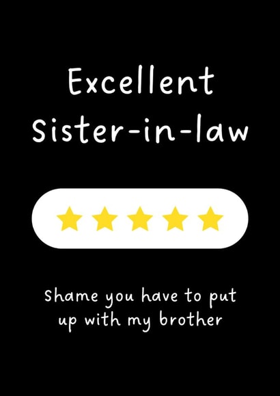 Funny Birthday Card - Sister In Law - Five Star Review created by Sundiva Designs