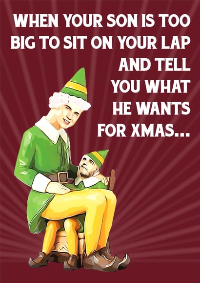 Funny Christmas Card Gary Barlow's Son Elf thortful