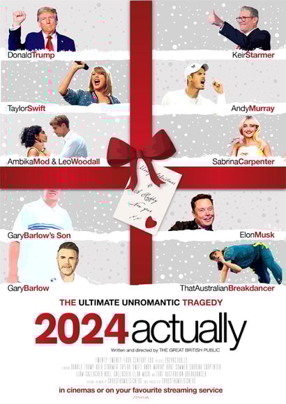 Funny Christmas Card - 2024 Actually - Love Actually Film created by Cards from Designers