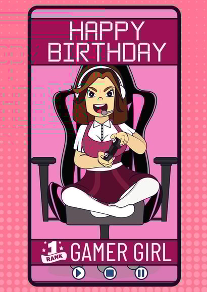 Cute Birthday Card - For Her - Gamer Girl created by Designs By Andy