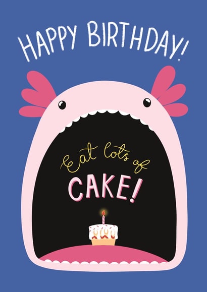 Cute Birthday Card - Axolotl - Cake created by Little Art