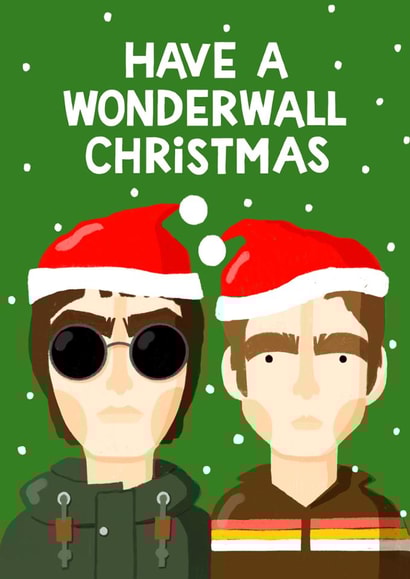 Oasis Christmas Card - Wonderwall Christmas - Liam & Noel Gallagher created by Nicola Watson