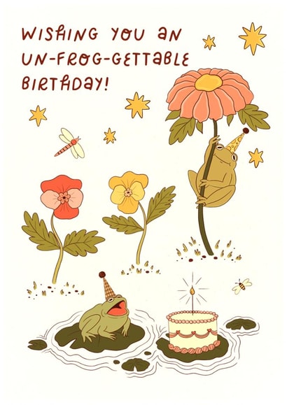 Cute Birthday Card - Frog Pun - Cake created by Rebekah Klimuck
