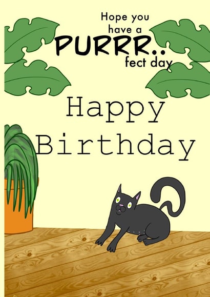 Cute birthday card for the cat/plant lovers created by Asenna Emre