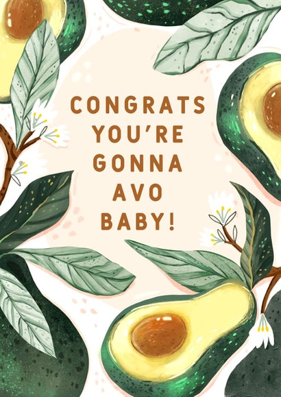Cute Pregnancy Card - Avo Baby - Avocados created by Anna Cheng Design & Print