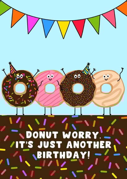 Cute Birthday Card - Donut - Pun created by Pink Peach Cards