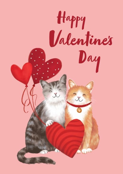 Classic Valentine's Day Card - Cute Cats created by Debbie Daley Illustrations