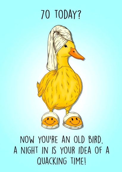 Cute 70th Birthday Card - Duck - Old Bird created by Poppy & Mabel