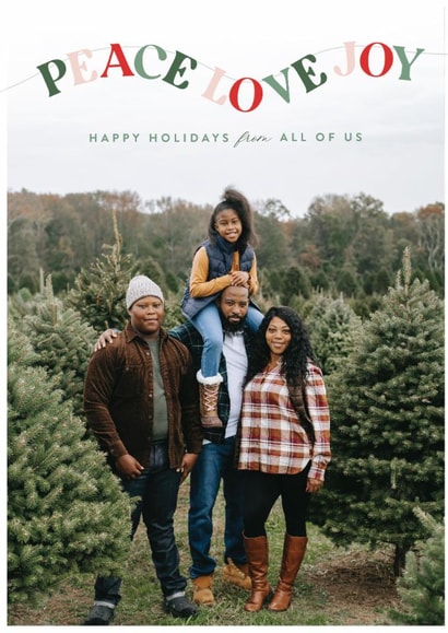 Holiday Garland Christmas Card - Happy Holidays Banner - Peace Love Joy created by Laura Bercovich