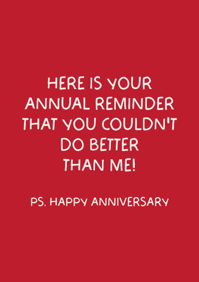 Funny Anniversary Card - Annual Reminder created by Puns and Needles