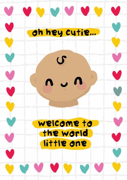 Cute New Baby Card - Welcome To The World Cutie created by The Playful Indian