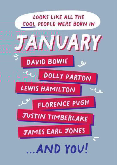Fun Birthday Card - January Birthday - Cool People created by PaperPaper
