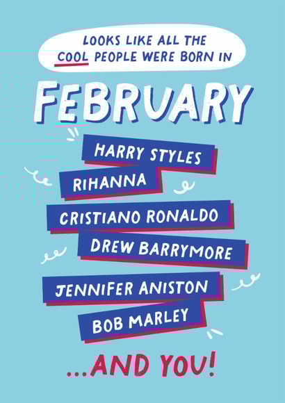 Fun Birthday Card - February Birthday - Cool People created by PaperPaper