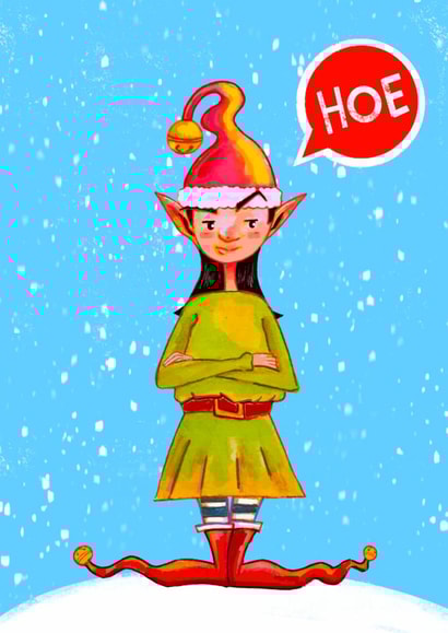 Funny Elf Christmas Card Hoe Perfect for Friends, Family, Partner created by Nancy's Gallery