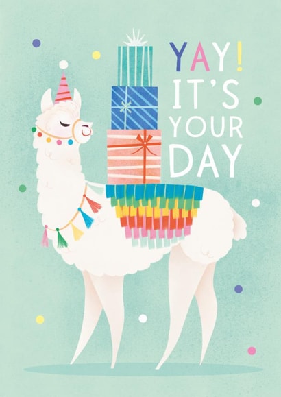 Cute Birthday Card - Yay It's Your Day - Llama created by Sabrin Deirani