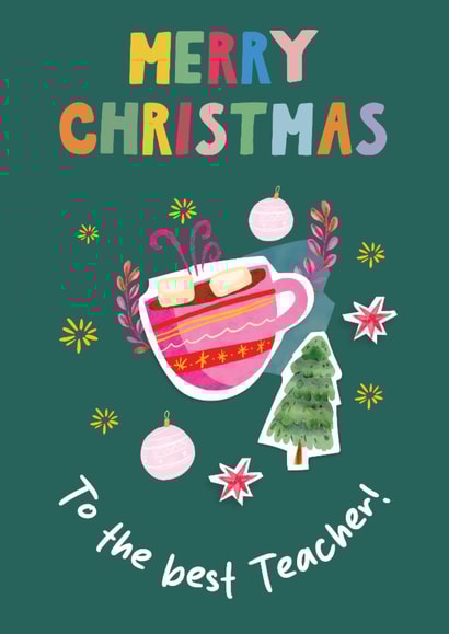 Colourful Teacher Christmas Card. Bright & Festive Greeting for Teachers! created by Artsy Gift Co