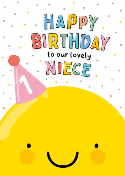 Cute Birthday Card - 1st - For Niece - Smiley Face created by Macie Dot Doodles