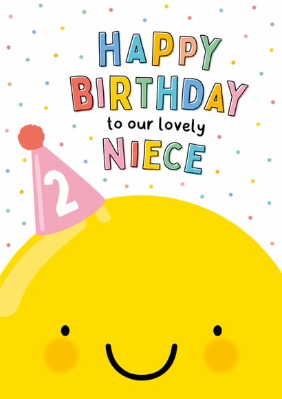 Cute Birthday Card - 2nd - For Niece - Smiley Face created by Macie Dot Doodles