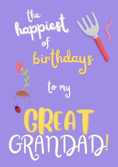 Cute Birthday Card - For Great Grandad - Gardening created by Sian Moore Illustration