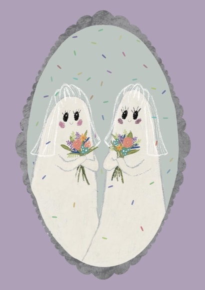 Cute Wedding Card Ghost Brides Illustration created by Mama Love Crafts