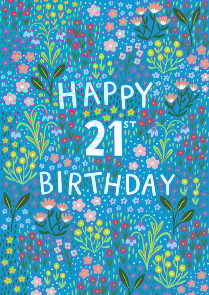 Pretty Birthday Card - 21st - Floral created by Pear Tree Press