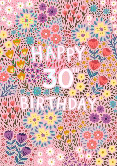 Pretty Birthday Card - 30th - Floral created by Pear Tree Press