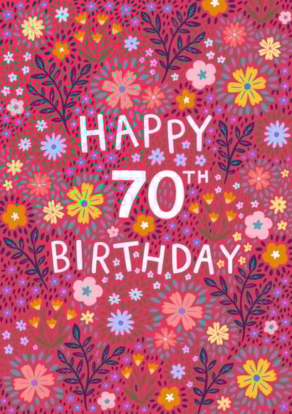 Pretty Birthday Card - 70th - Floral created by Pear Tree Press