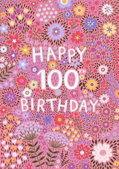 Pretty Birthday Card - 100th - Floral created by Pear Tree Press