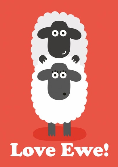 Rude Valentines Card - Love Ewe Sheep Pun - Funny Anniversary Card created by Studio Boketto