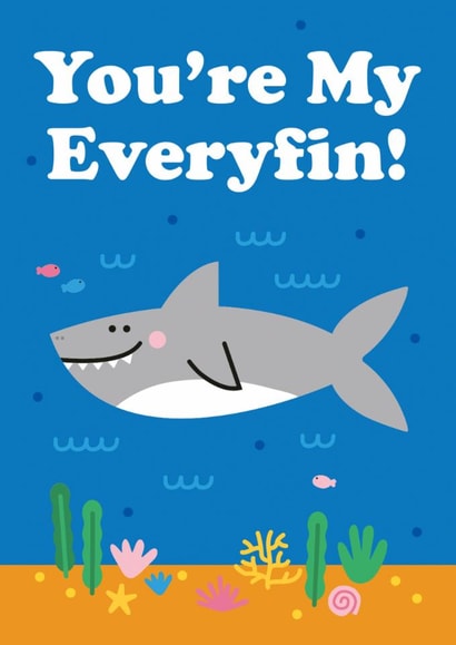 Cute Valentines Card - You're My Everyfin - Shark Pun Anniversary Card created by Studio Boketto