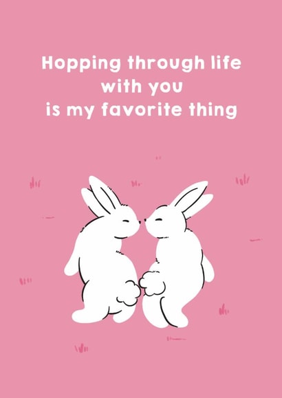 Cute Valentine's Day Card - Hopping Rabbits created by Zove Ahh