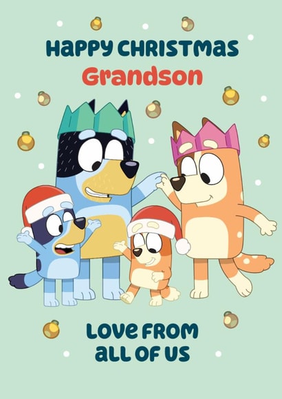 Bluey Christmas Card for Grandson – Love from All of Us created by Danilo