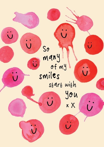 Cute Valentine's Day Card - So Many Smiles Start With You - Smiley Faces created by Bow & Bell