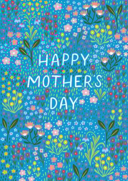 Pretty Teal Mother's Day Card - Flowers - Floral created by Pear Tree Press