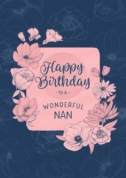 Classic Birthday Card - For Nan - Flowers created by Evie Garnett Designs