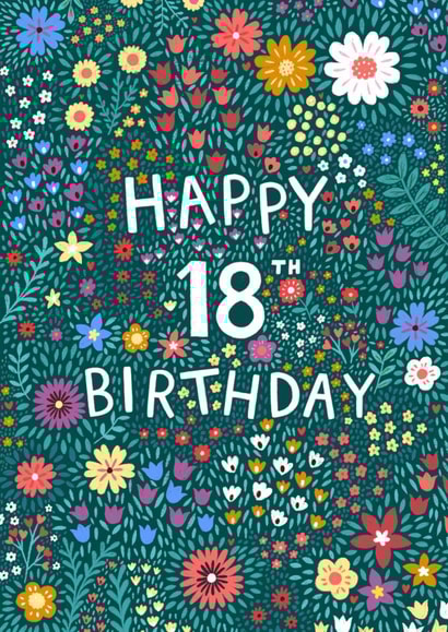 Pretty Birthday Card - 18th - Floral created by Pear Tree Press