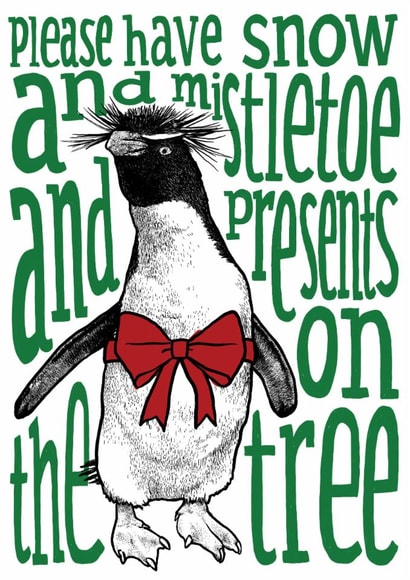 Funny penguin Christmas card created by The Visual Narrator