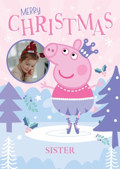 Peppa Pig Personalised Christmas Photo Card for Sister – Princess Skater created by Danilo