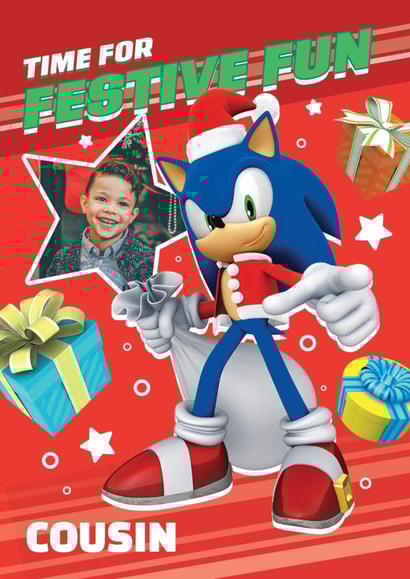 Festive Sonic Personalised Christmas Photo Card for Cousin created by Danilo
