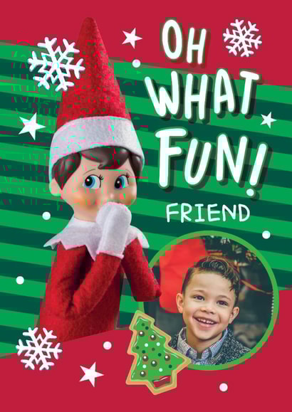 Personalised Elf Christmas Photo Card For Friend – Oh What Fun! created by Danilo