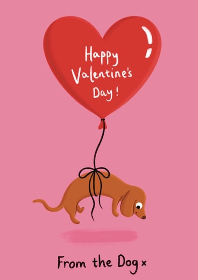 Cute Valentine's Day Card - From The Dog - Dog Heart Balloon created by Sophie Kent Illustration