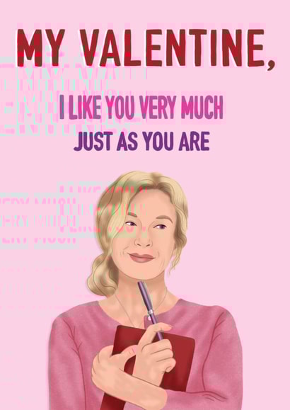 Cute Valentine's Day Card - Bridget Jones - I Like You Just As You Are. created by Things By Bam